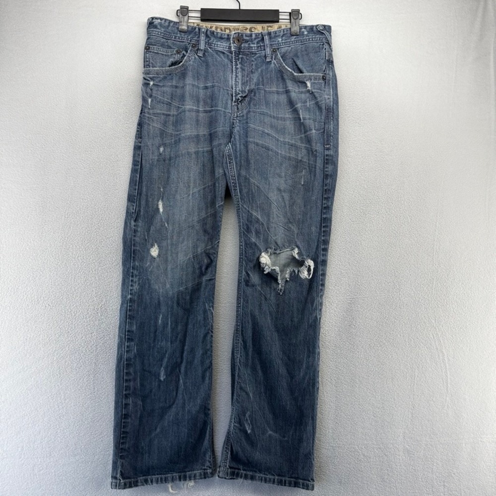 Vintage Express Jeans Mens 33x30 Blue Kingston Bootcut Distressed Faded Boot y2k